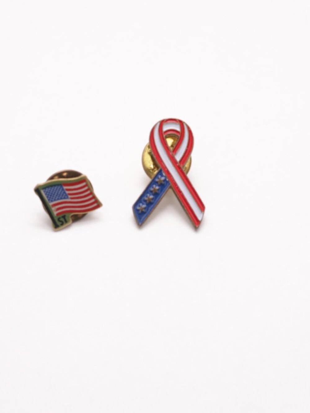 Vintage American Flag Patriotic Pin Brooch Metal Uncle Sam Tie Tack LOT of 2